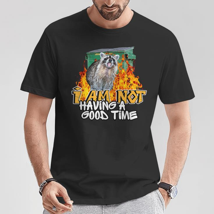 Raccoon I Am Not Having A Good Time Dumpster Fire Trash Meme T-Shirt Funny Gifts