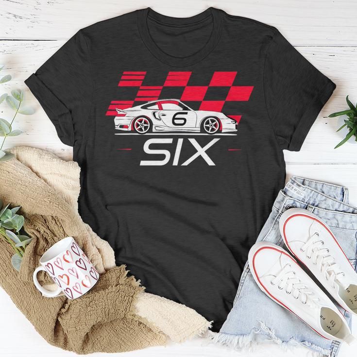 Race Car 6Th Birthday Six Year Old Boy Party T-Shirt Unique Gifts