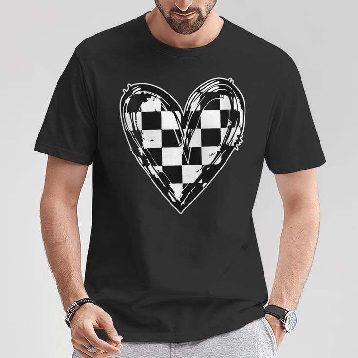 Race Car Checker Flag Racing Heart Auto Racer T-Shirt Unique Gifts