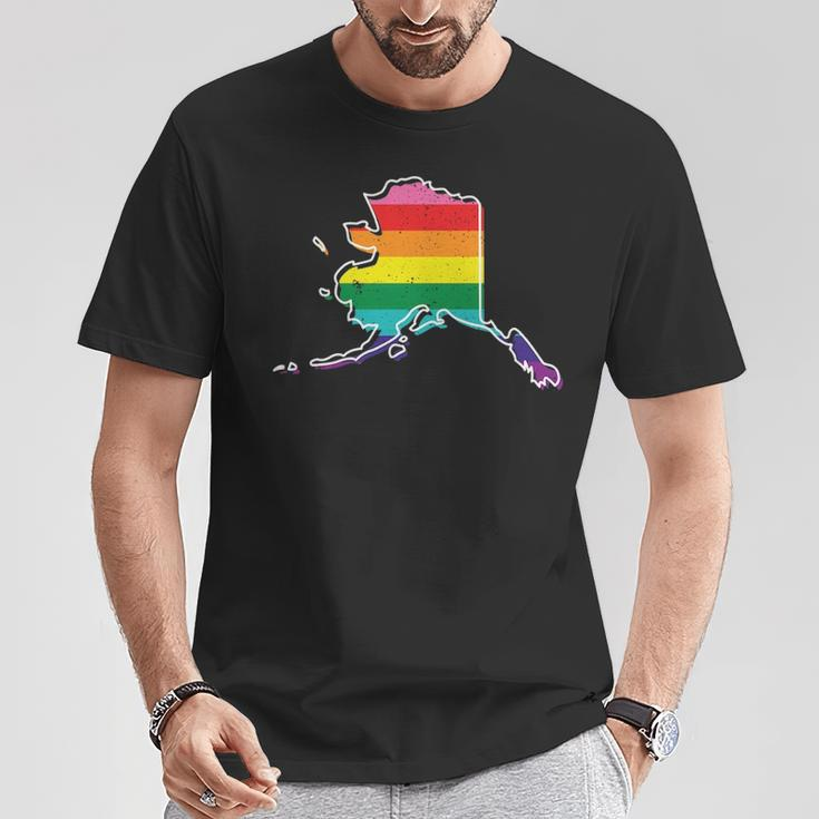Rainbow Alaskan Gay Pride Flag Vintage T-Shirt Unique Gifts