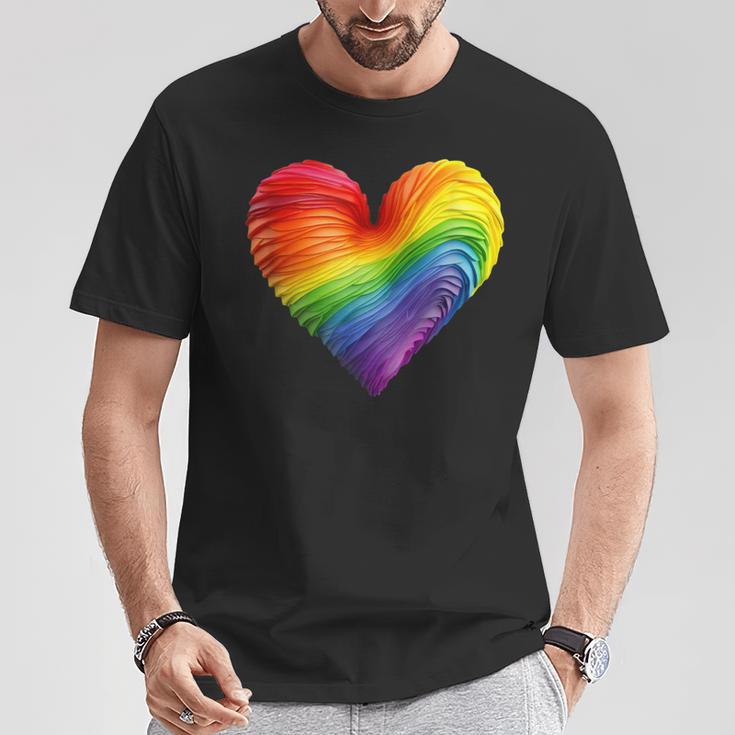 Rainbow Heart Lgbtq Flag Gay Pride Parade Love Is Love Wins T-Shirt Unique Gifts