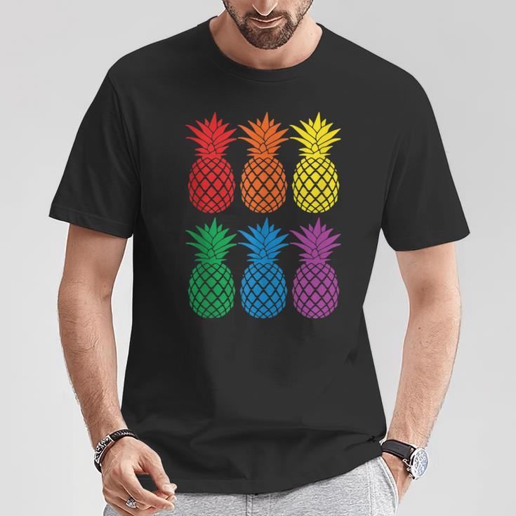 Rainbow Pineapples Aloha Hawaiian Gay Pride Month T-Shirt Unique Gifts