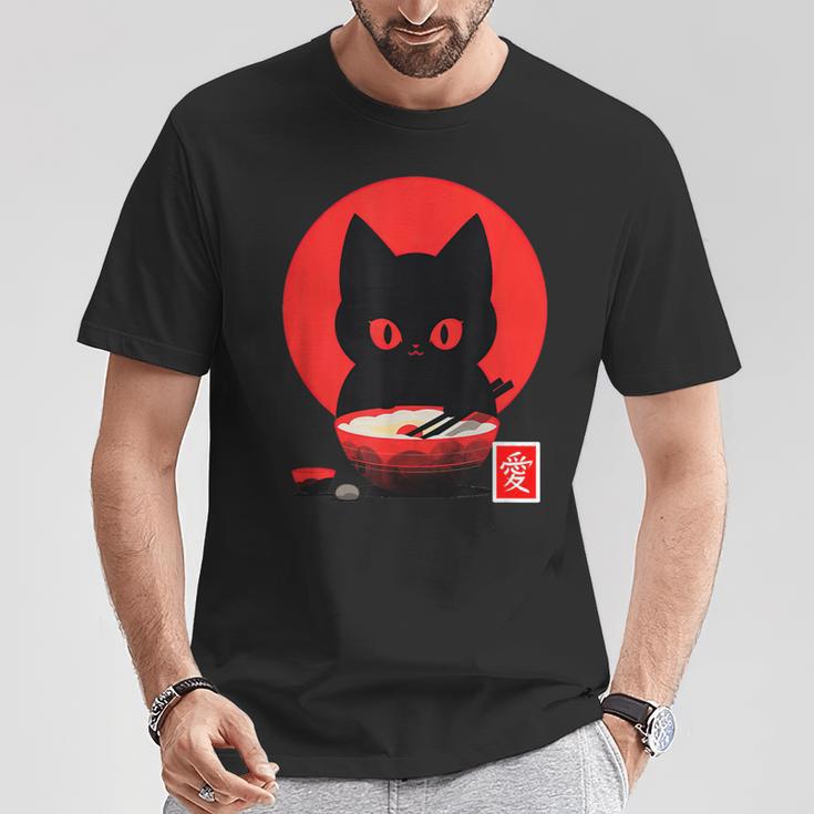 Ramen Cat Japanese Love Kanji Vintage Rising Sun Neko Nippon T-Shirt Unique Gifts