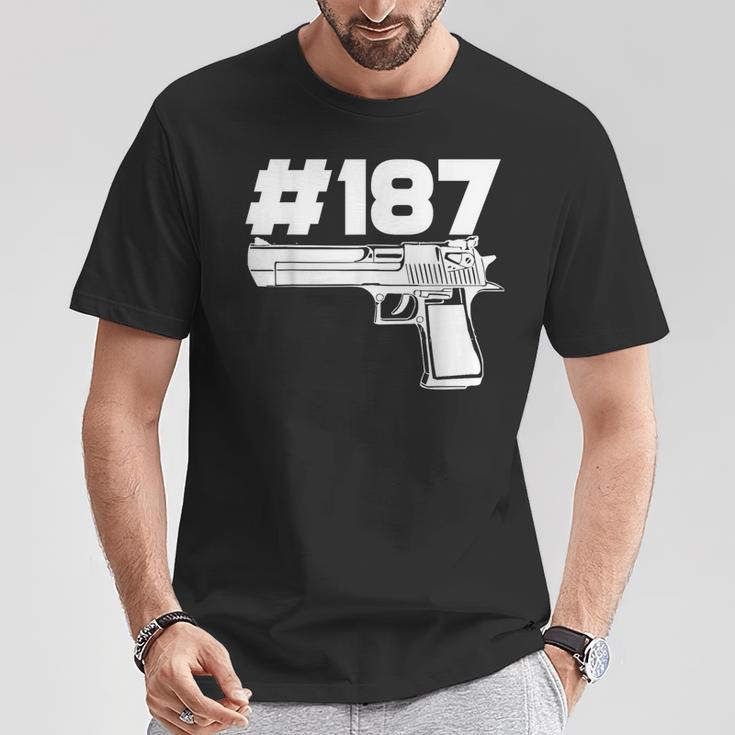 Rapper 187 With Hashtag Ratchet And Gangster Motif T-Shirt Lustige Geschenke