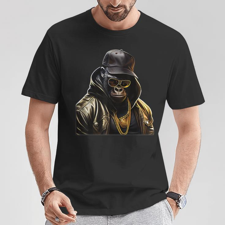 Rapper Gorilla I Retro Hip Hop I Gorilla Hip Hop Gangster T-Shirt Lustige Geschenke