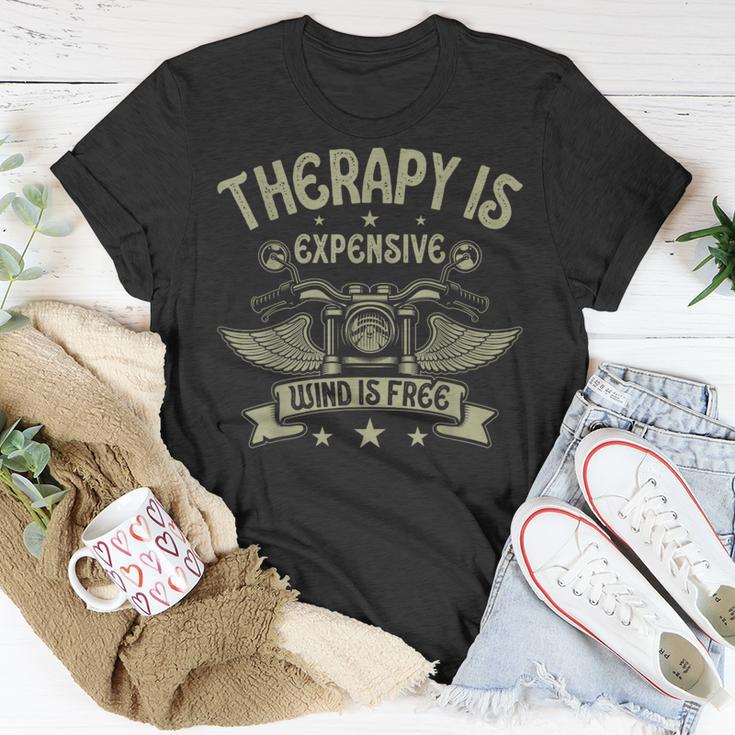 Therapy Is Expensive Wind Is Free Biker Dad Motorcycle Men T-Shirt Unique Gifts