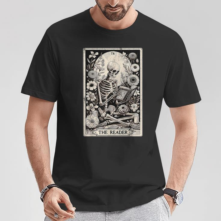 The Reader Tarot Card Book Lover Skeleton Reading Book T-Shirt Unique Gifts