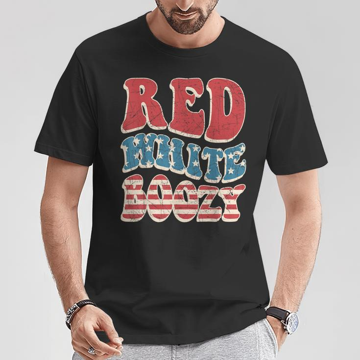 Red White & Boozy Retro Usa America Flag Happy 4Th Of July T-Shirt Unique Gifts