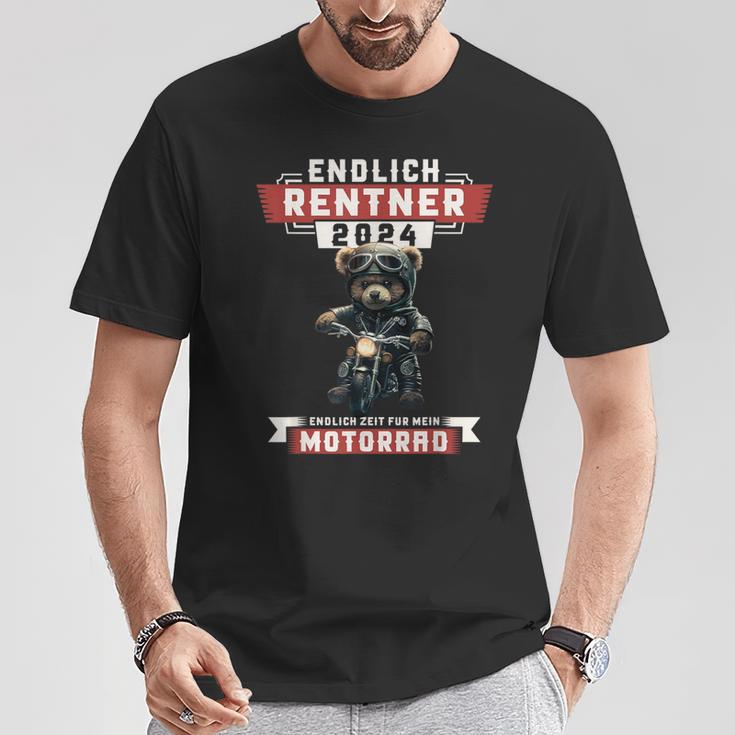 Rente 2024 Pensioner Bear On Motorcycle Biker T-Shirt Lustige Geschenke