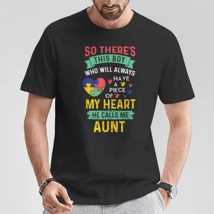 There's This Boy He Calls Me Aunt Autism Awareness Auntie T-Shirt Unique Gifts