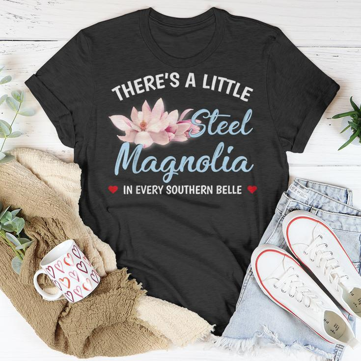 Theres A Little Sl Magnolia In Every Southern Belle T-Shirt Unique Gifts