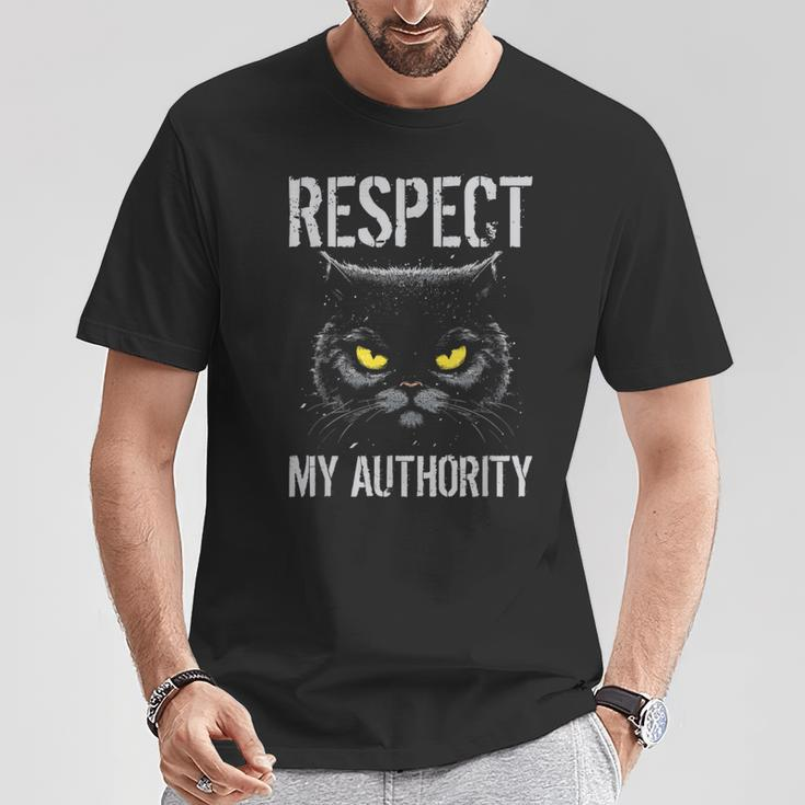Respect My Authority Sarcastic Moody Cat Kitten T-Shirt Unique Gifts