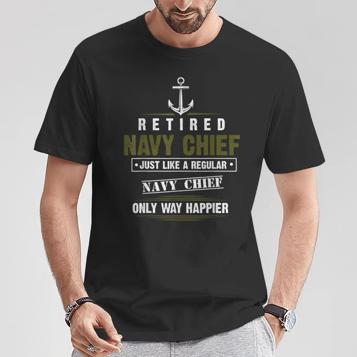 Retired Navy Chief Only Way Happier Petty Officer Cpo T-Shirt Unique Gifts