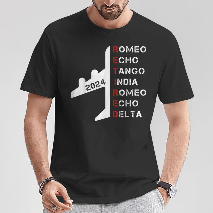 Retired Pilot 2024 Phonetic Alphabet Retirement T-Shirt - Monsterry