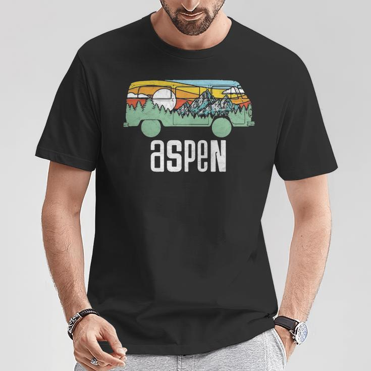Retro Aspen Colorado Outdoor Hippie Van Graphic T-Shirt Unique Gifts