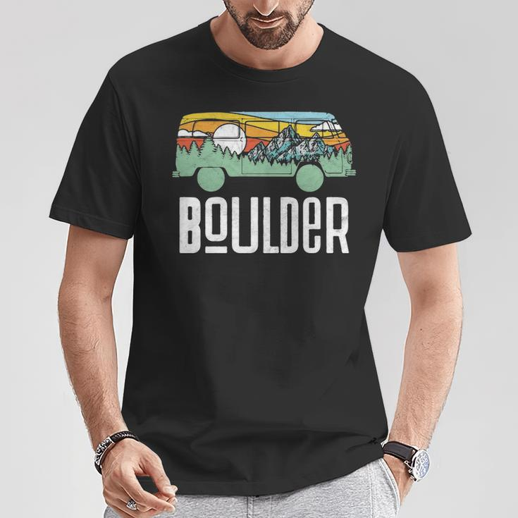 Retro Boulder Colorado Outdoor Hippie Van Graphic T-Shirt Unique Gifts