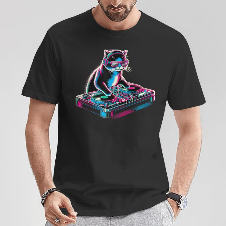 Retro Cat Dj Disco Party Music Cat T-Shirt Personalized Gifts