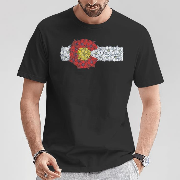 Retro Colorado Flag Columbine Flower Artistic Nature T-Shirt Unique Gifts