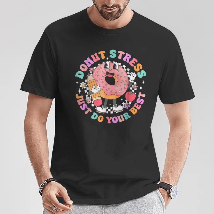 Retro Donut Stress Just Do Your Best Staar Testing T-Shirt Unique Gifts