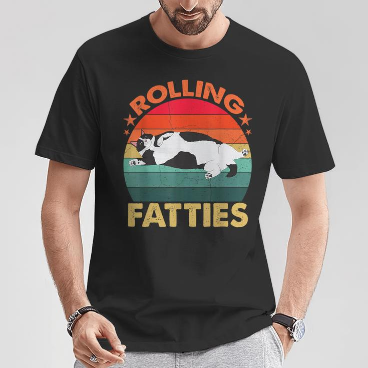 Retro Fat Kitten Cat Rolling Fatties T-Shirt Unique Gifts