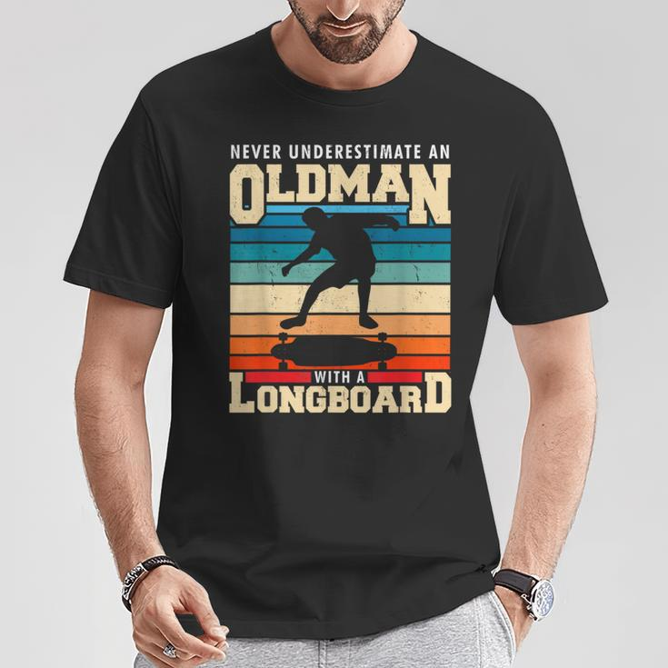 Retro Longboarder Longboard T-Shirt Lustige Geschenke