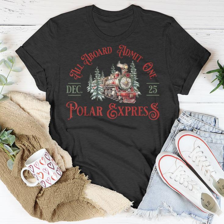 Retro North Pole Polar Express All Abroad Family Matching T-Shirt Funny Gifts