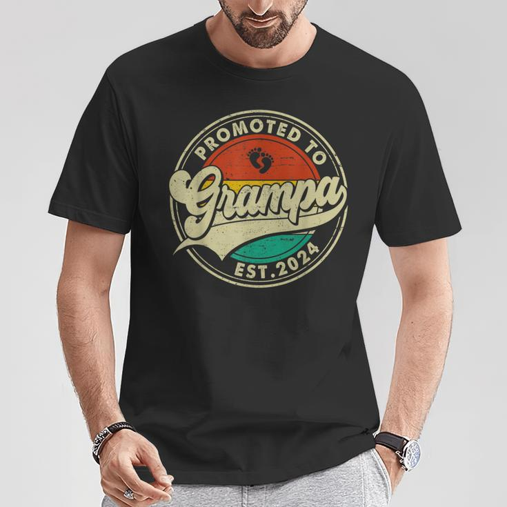 Retro Promoted To Grampa 2024 Family Father's Day T-Shirt Unique Gifts