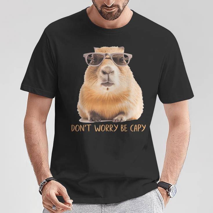 Retro Rodent Capybara Dont Worry Be Capy T-Shirt Funny Gifts