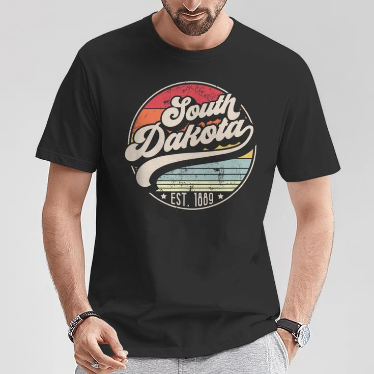 Retro South Dakota Home State Sd Cool 70S Style Sunset T-Shirt Unique Gifts