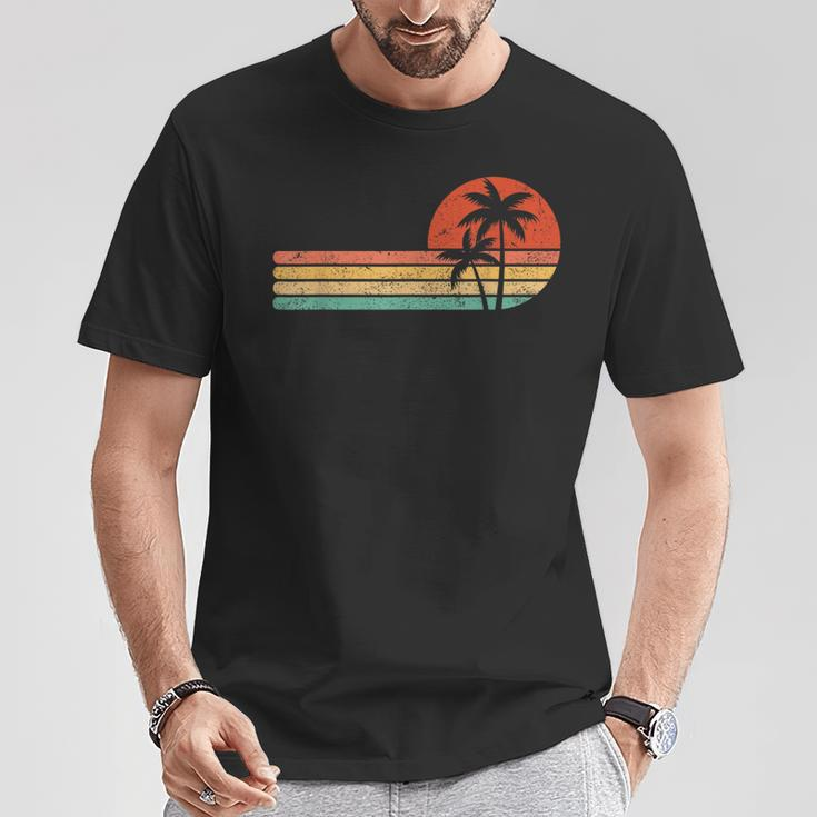 Retro Style Tropical Vintage Sunset Beach Palm Tree T-Shirt Unique Gifts