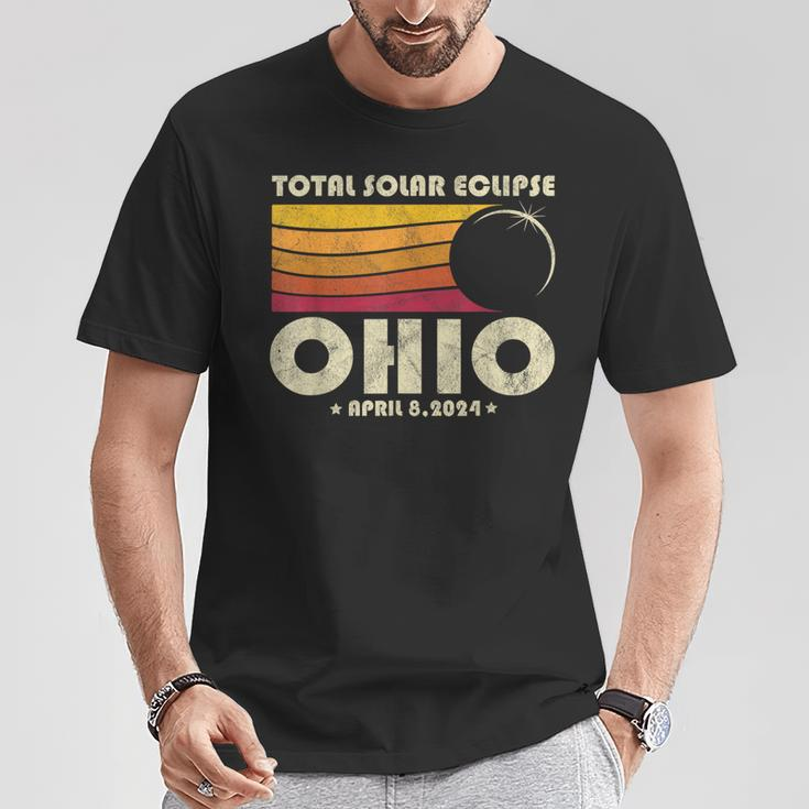Retro Total Solar Eclipse 2024 Ohio Usa Totality T-Shirt Unique Gifts
