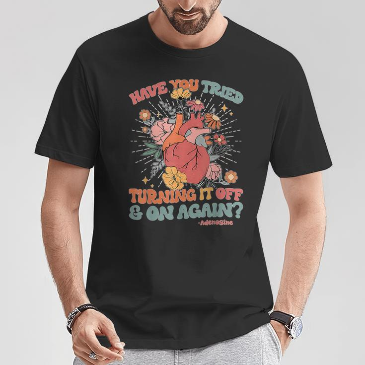 Retro Have You Tried Turning It Off & On Again Heart Flower T-Shirt Unique Gifts