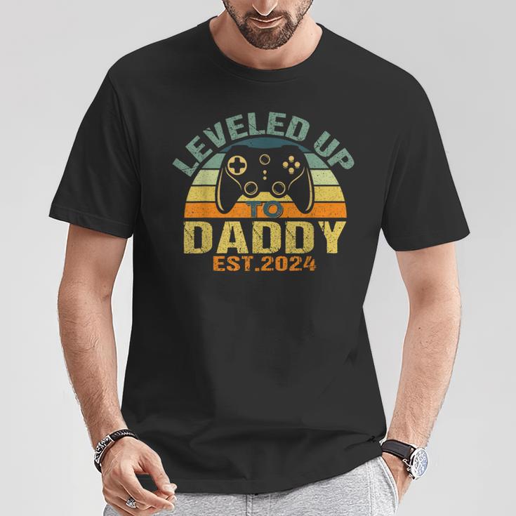 Retro-Vater Ist 2024 Zum Ersten Mal Papa Geworden T-Shirt Lustige Geschenke