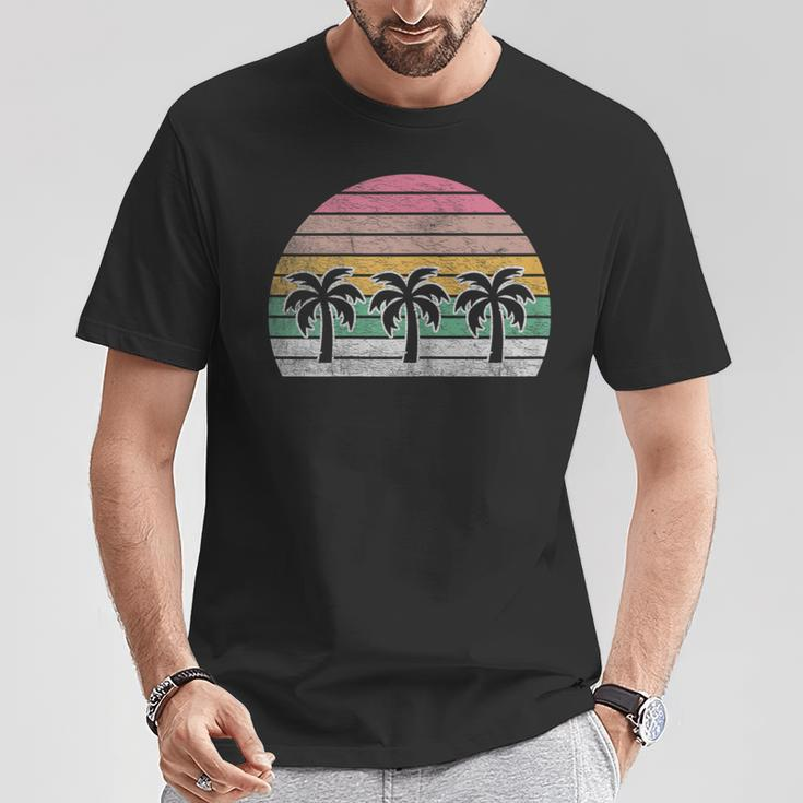 Retro Vintage Palm Trees Beach Summer Vacation Beach T-Shirt Unique Gifts