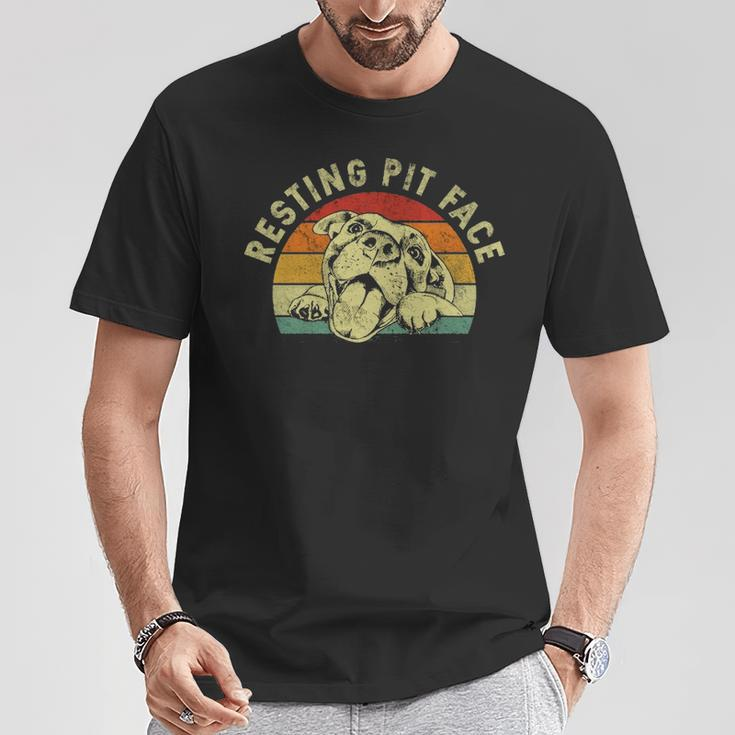 Retro Vintage Resting Pit Face Pitbull Dog Lovers T-Shirt Unique Gifts