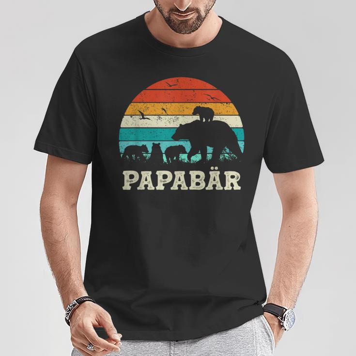 Retroater Baby Sohn Tochterier Kinderatertag Bär Papa T-Shirt Lustige Geschenke