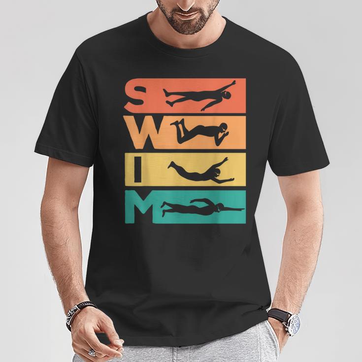 Retrointage Swimming For Swimmer T-Shirt Lustige Geschenke