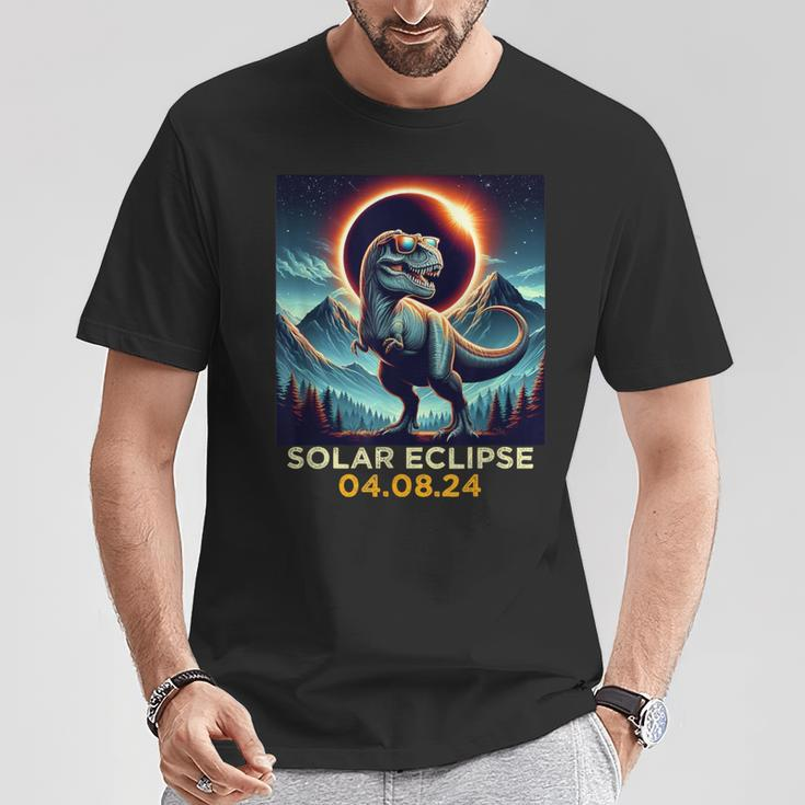 Retrot Rex Dinosaur Eclipse Solar April 8Th 2024 Astronomy T-Shirt Funny Gifts