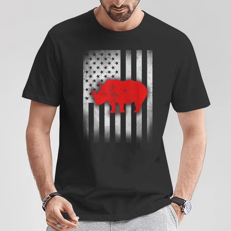 Rhino Us Flag T-Shirt Unique Gifts