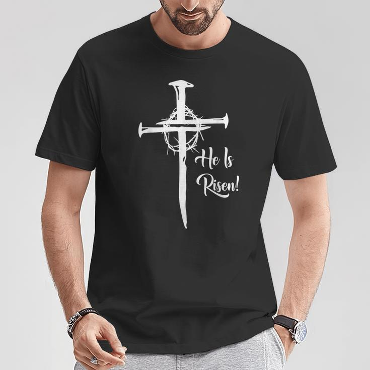 He Is Risen Cross Jesus Religious Easter Day Christians T-Shirt Unique Gifts