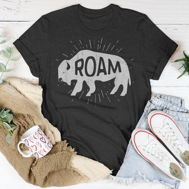 Roam Buffalo Distressed Bison Wanderer T-Shirt Unique Gifts