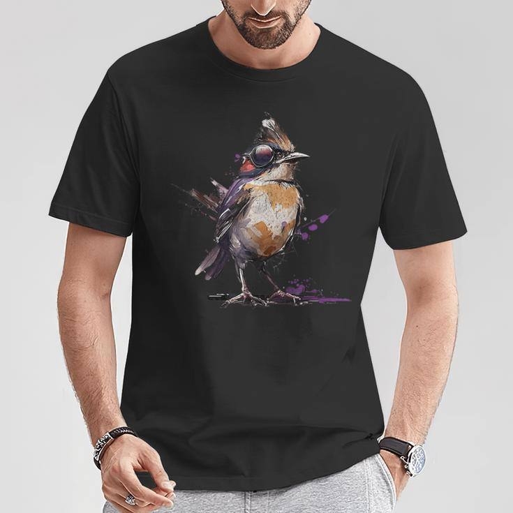 Robin Bird Birder Cool Retro Cyberpunk Spring Bird Vintage T-Shirt Unique Gifts