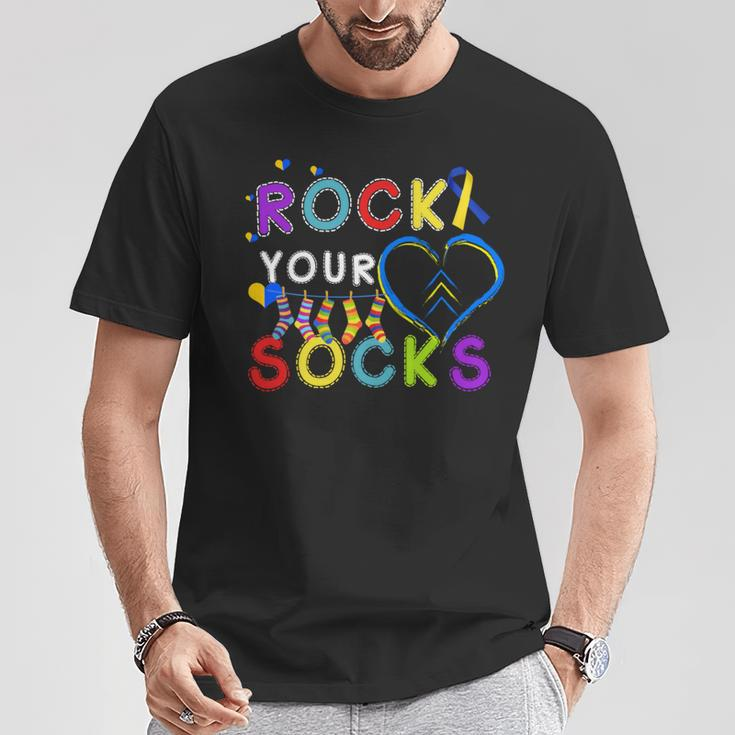 Rock Your Socks Cute 3-21 Trisomy 21 World Down Syndrome Day T-Shirt Funny Gifts