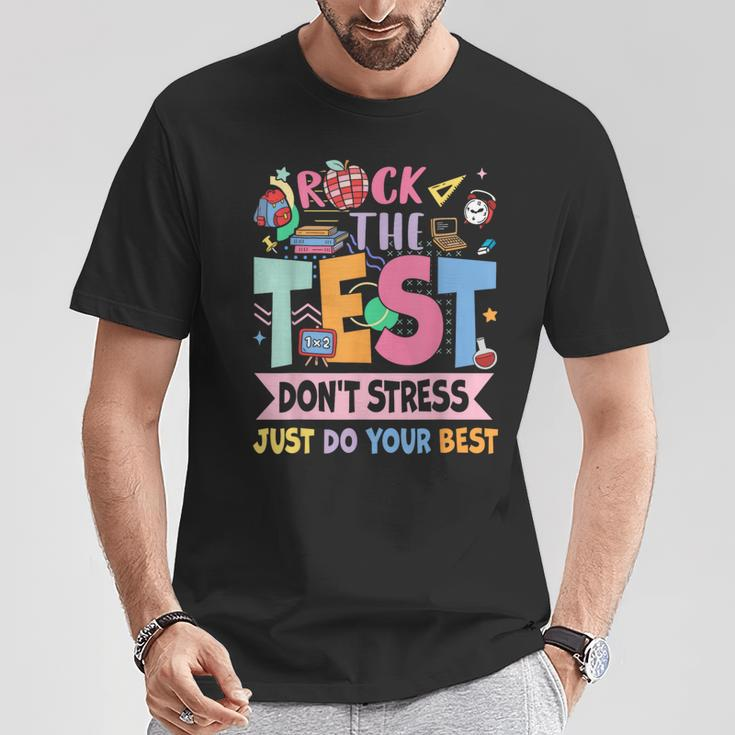 Rock The Test Dont Stress Testing Day Teachers Students T-Shirt Unique Gifts