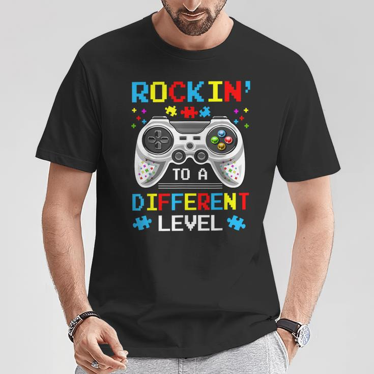 Rockin To Different Level Game Autism Awareness Gaming Gamer T-Shirt Unique Gifts