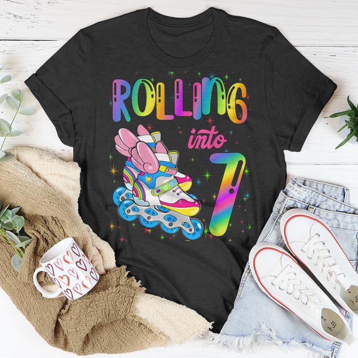 Rolling Into 7 Years Let's Roll I'm Turning 7 Roller Skate T-Shirt Unique Gifts