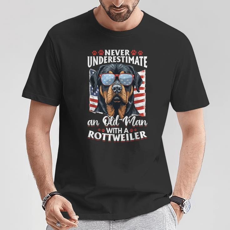 Rottweiler Rottie Dog Pet Never Underestimate An Old Man T-Shirt Unique Gifts