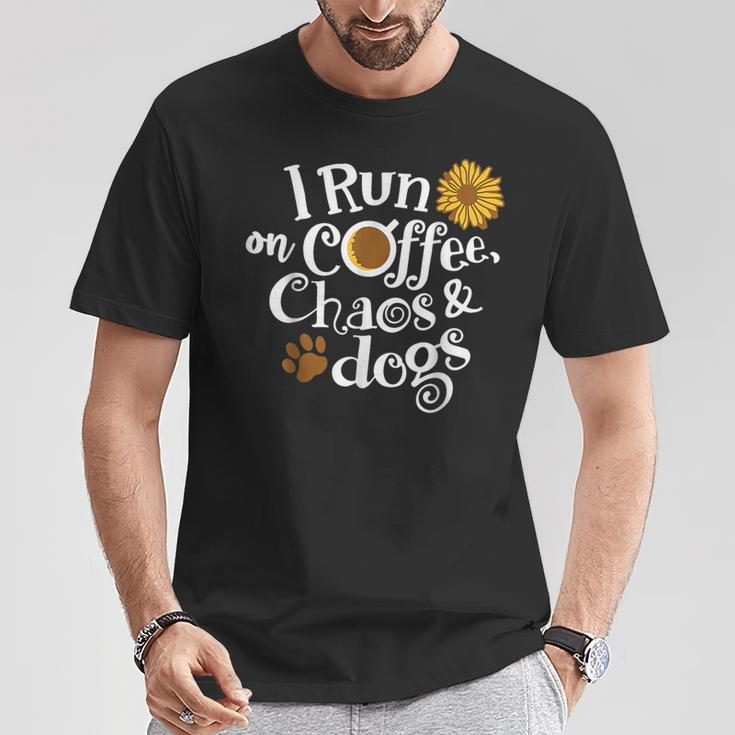 I Run On Coffee Chaos And Dogs T-Shirt Unique Gifts