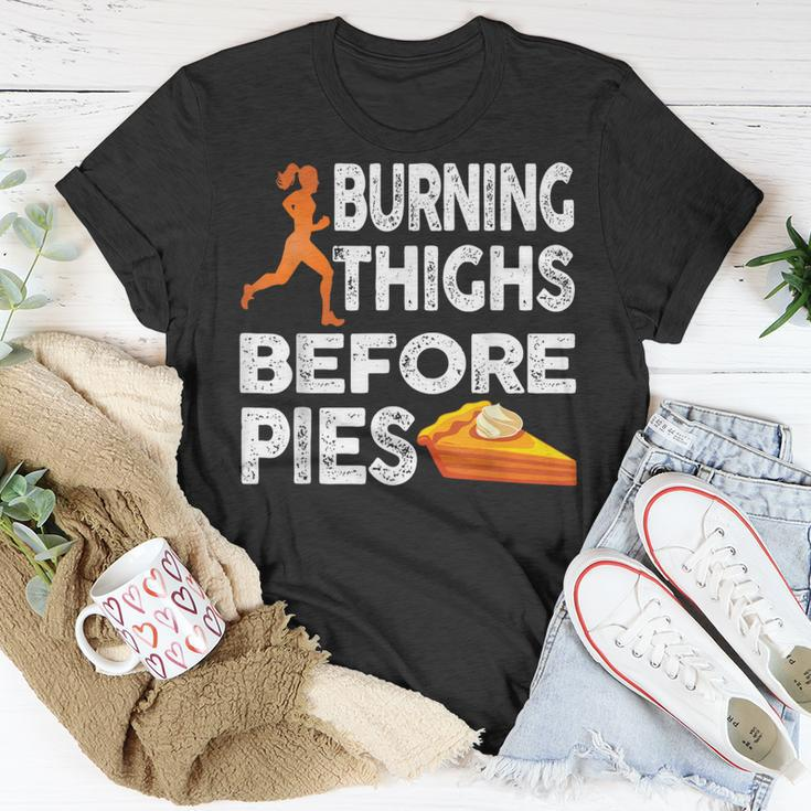 Running Burning Thighs Before Pies Runner Graphic T-Shirt Unique Gifts