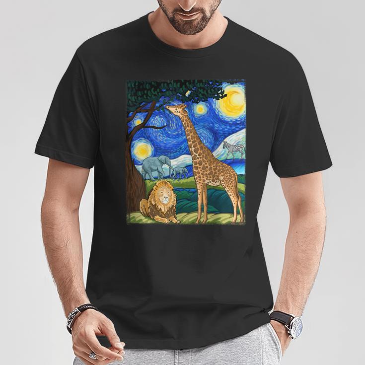 Safari Night Zoo Animal Giraffe Lion Animal Lover T-Shirt Unique Gifts